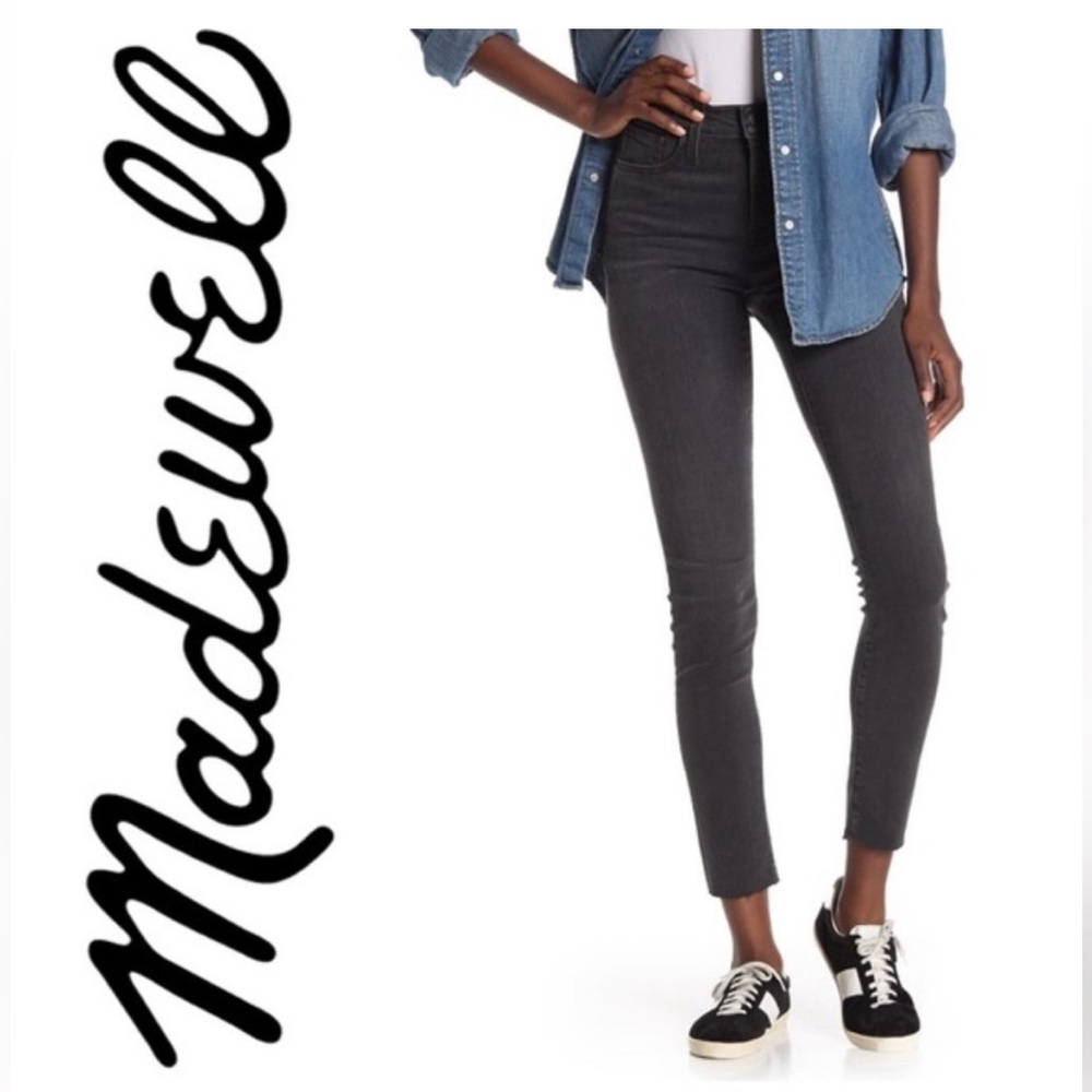 Madewell 9” Mid-Rise Skinny black raw hem Ankle Jeans 27